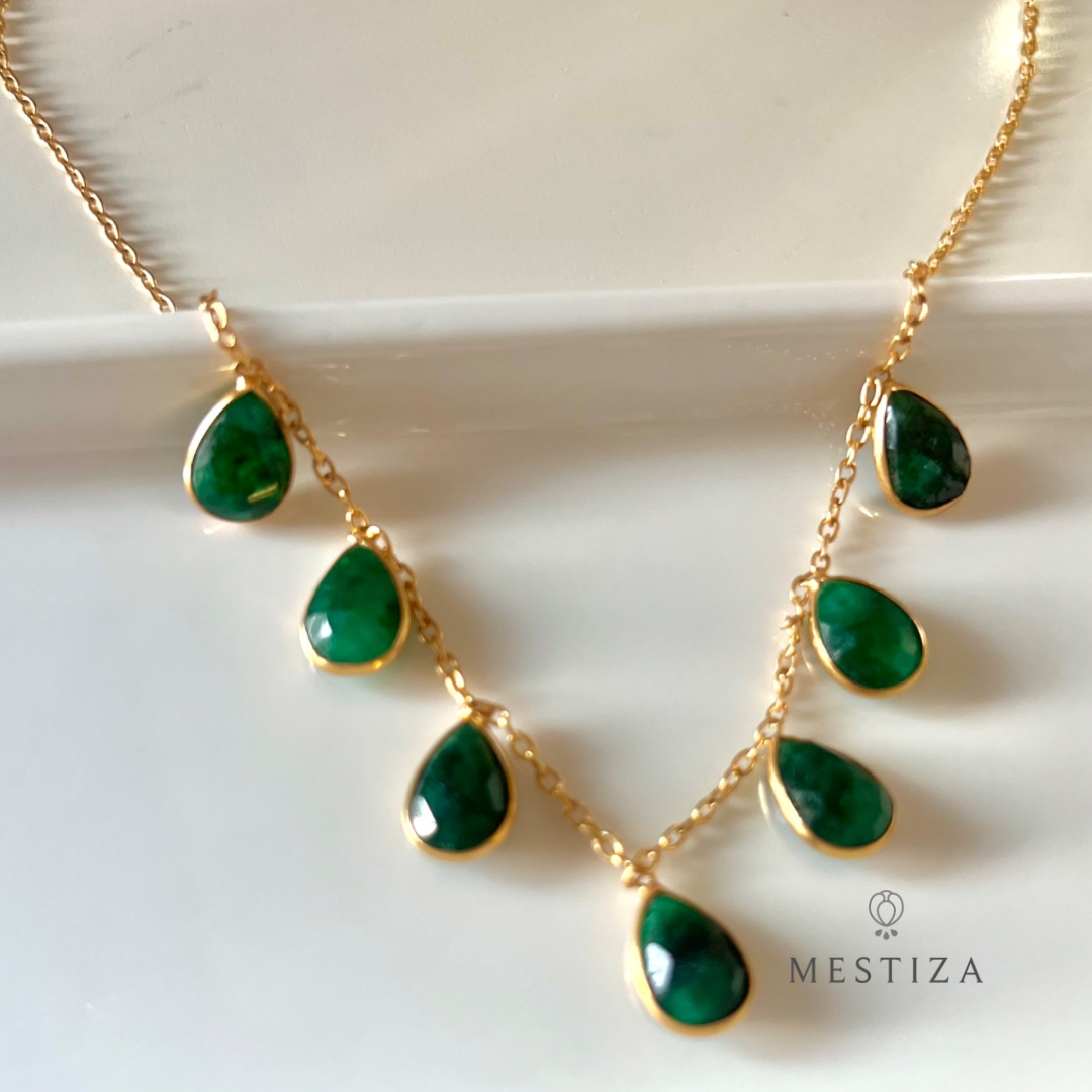 Collier avec pierres 5 Gouttes Multicolores