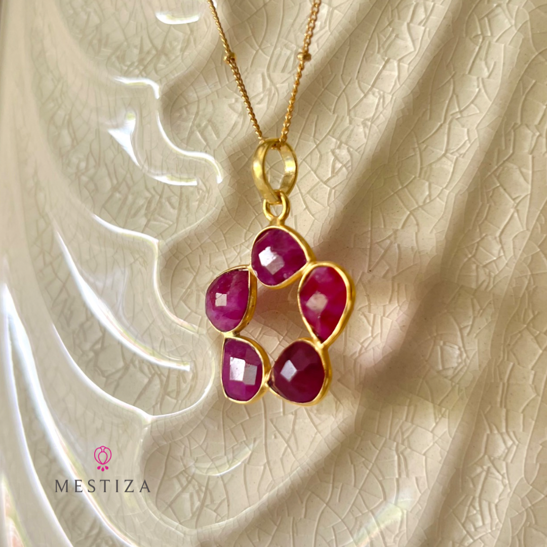 Necklace with stones 5 Multicolored Drops