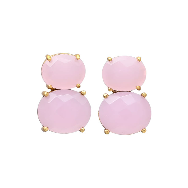 Boucles d'oreilles avec pierres roses en forme de voilier