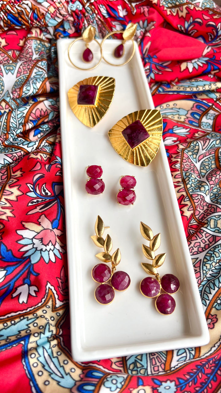 Boucles d'oreilles en pierre de grenat Candas