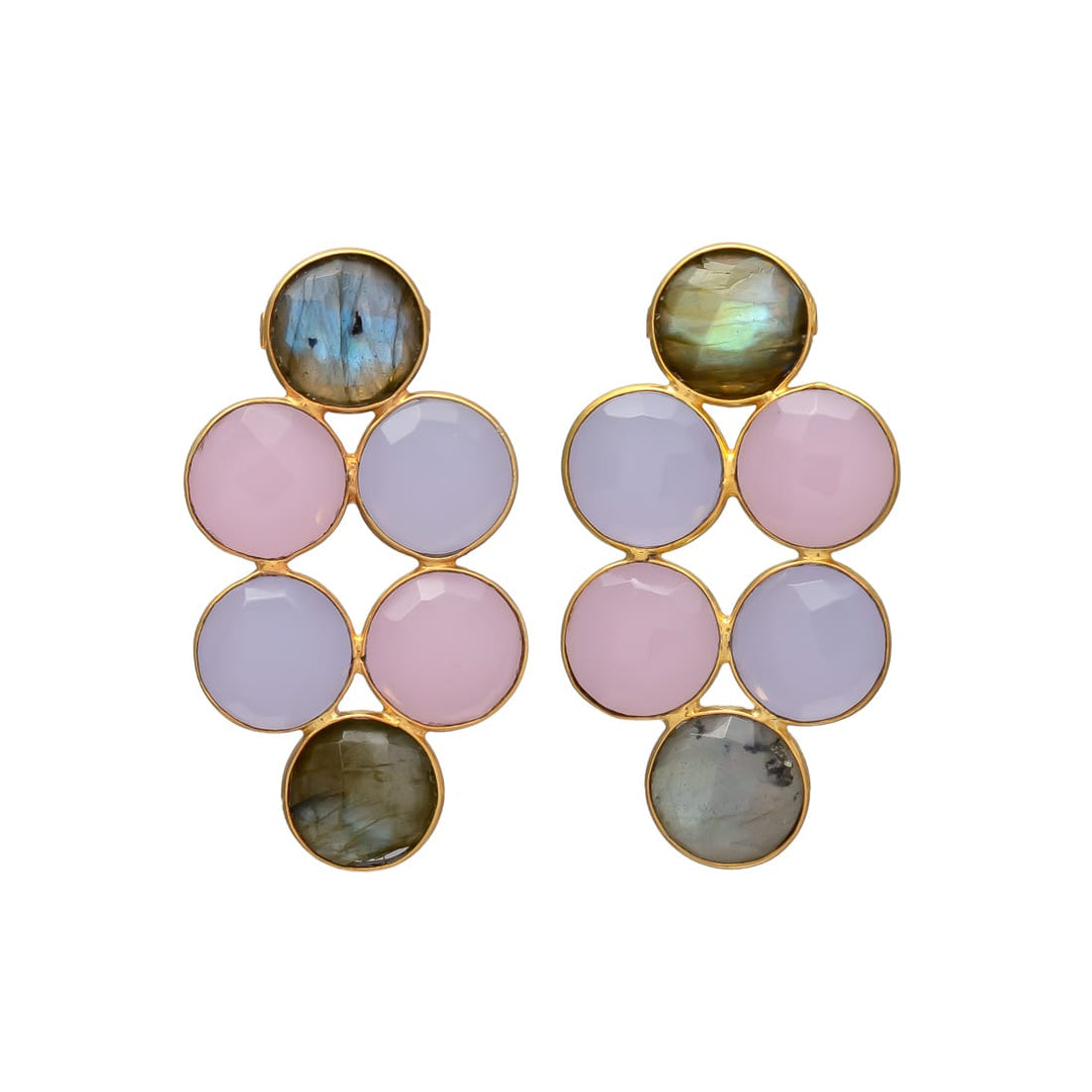Pendientes con piedras Circus Labradorita, Rosa y Lila