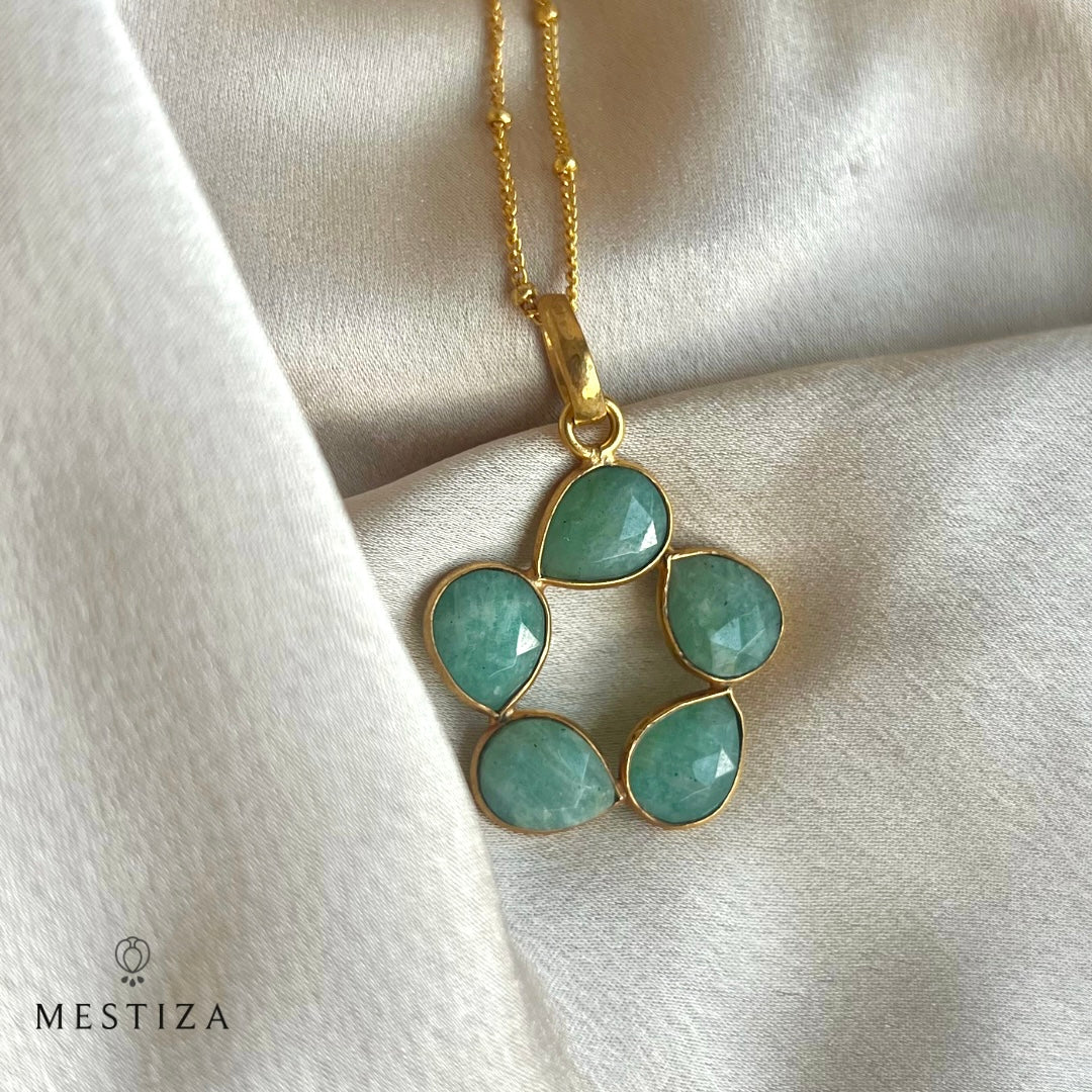 Necklace with stones 5 Multicolored Drops