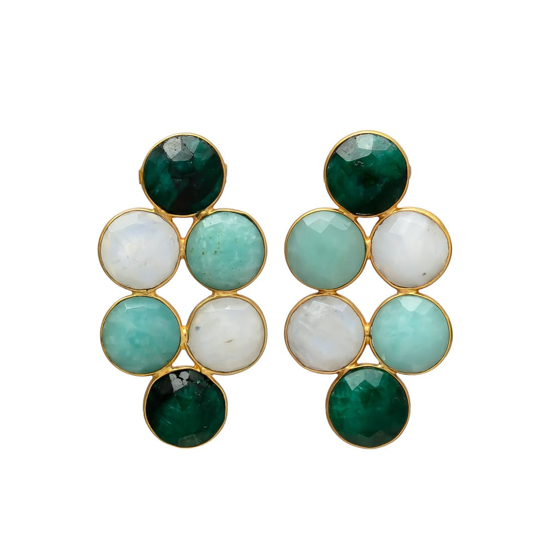 Pendientes con piedras Circus Verde, Amazonita y Luna