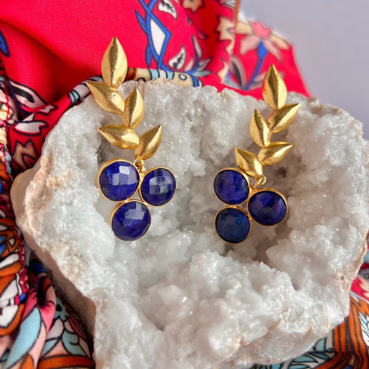 Boucles d'oreilles en pierre bleue Candas