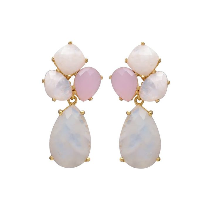 Boucles d'oreilles en pierre de lune et pierre rose Inle