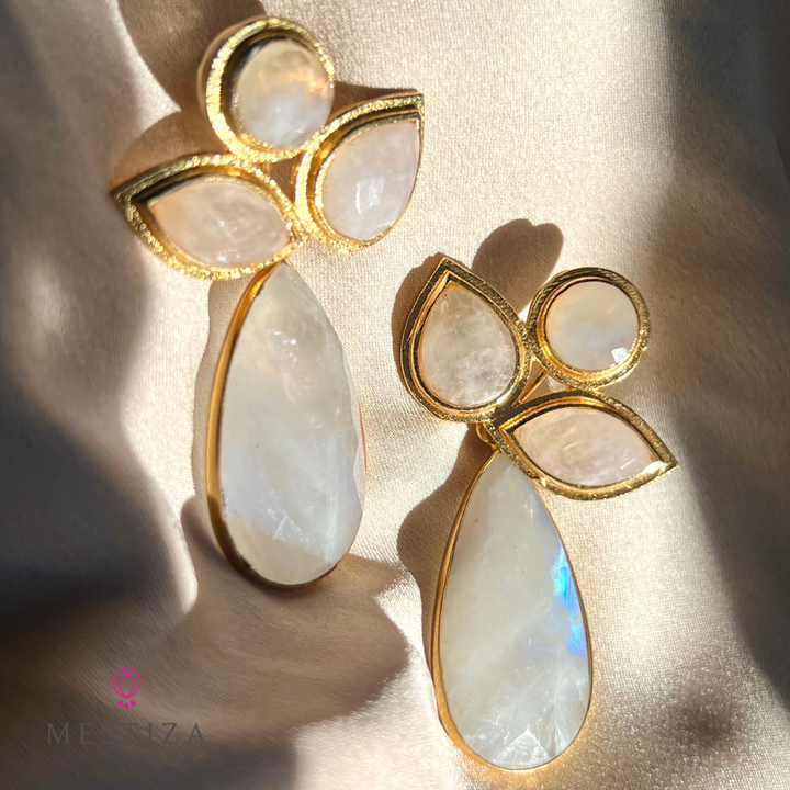 Boucles d'oreilles en pierre d'orchidée rose