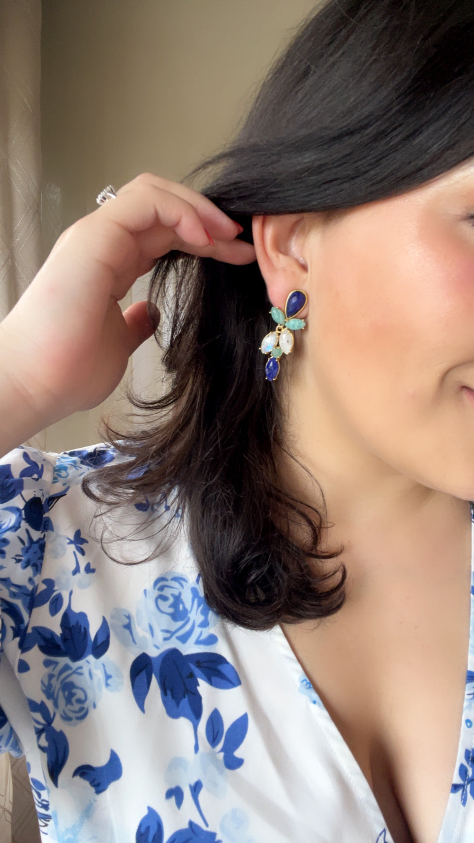 Boucles d'oreilles bleu lavande, amazonite et pierre de lune