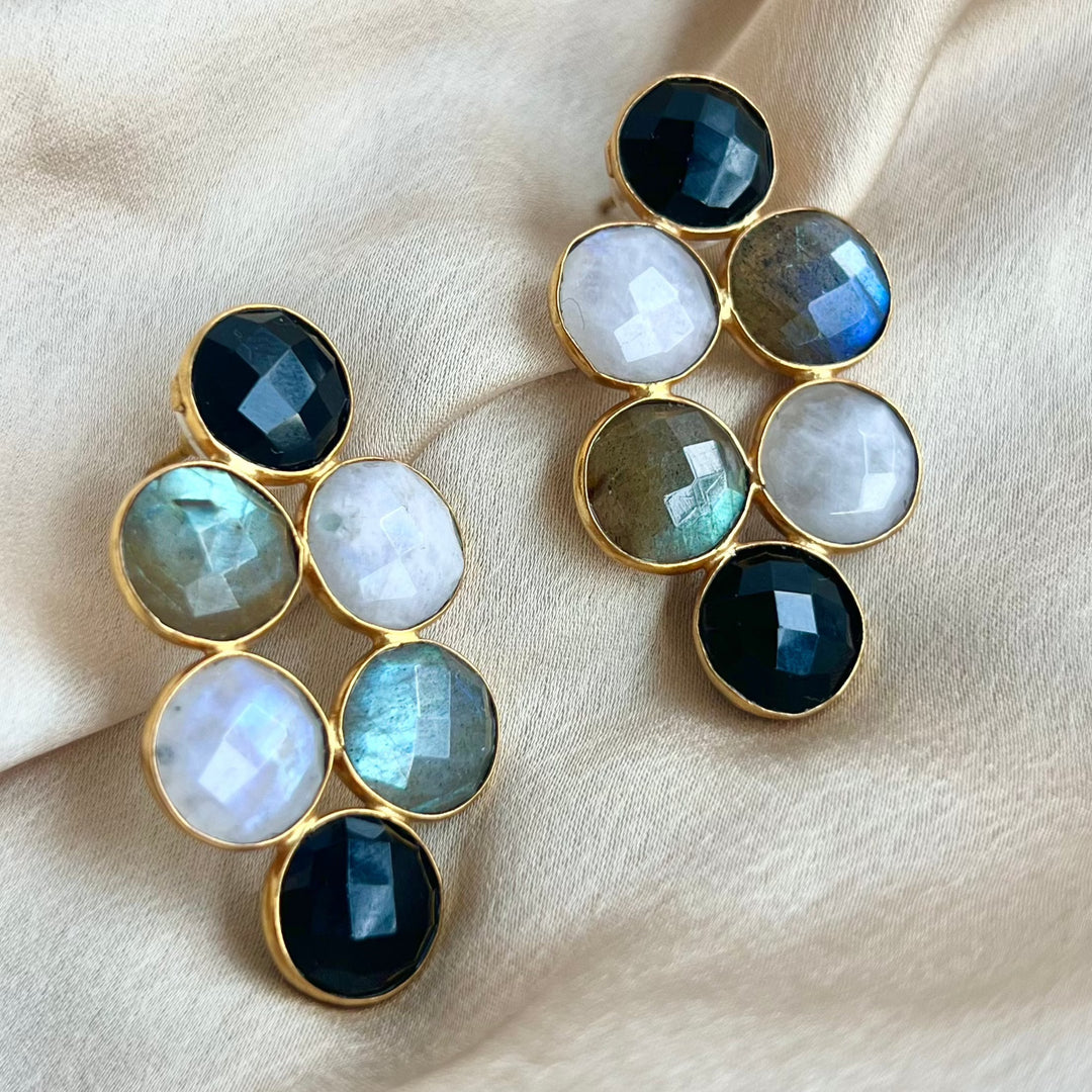 Boucles d'oreilles avec pierres Black Circus, Labradorite et Lune