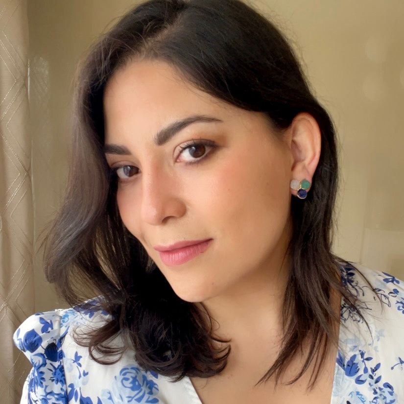 Boucles d'oreilles avec pierres bleues de Zarautz, aigue-marine et de lune