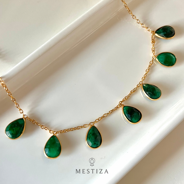 Collier avec pierres 5 Gouttes Multicolores