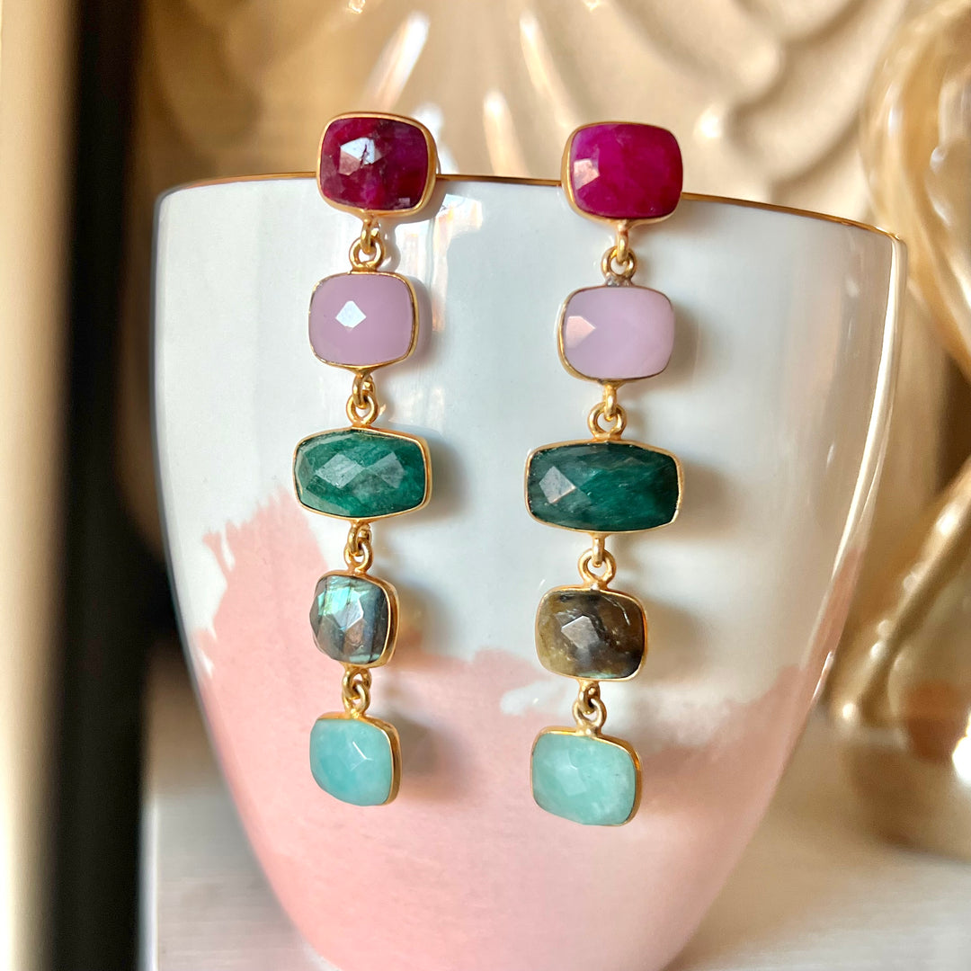 Boucles d'oreilles avec pierres Tui Multicolore 2