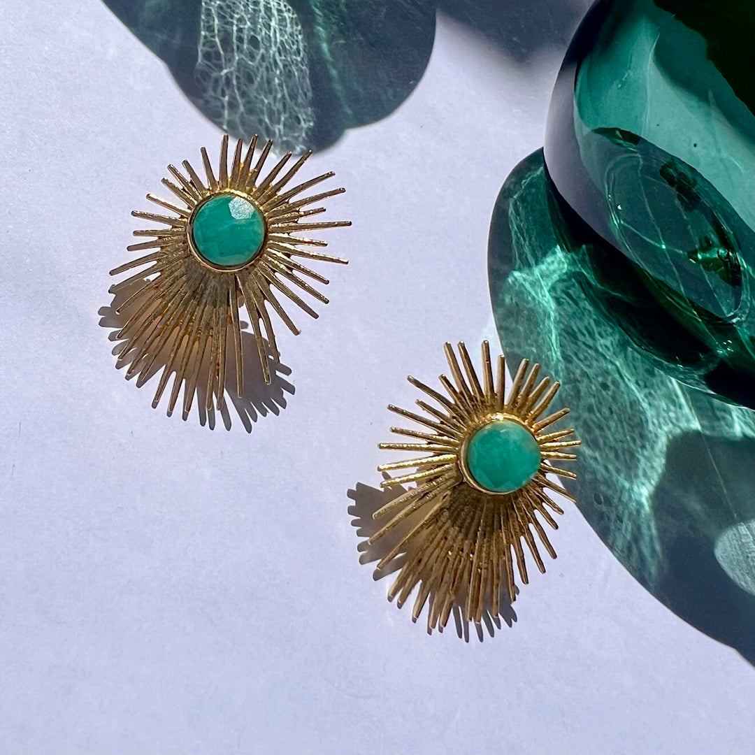 Boucles d'oreilles pierre verte de Coimbra