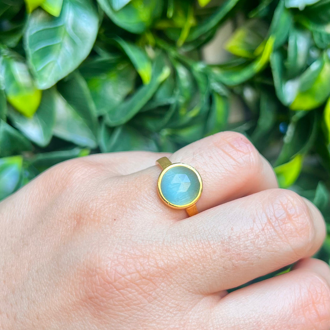 Anillo con piedras Maia Aguamarina