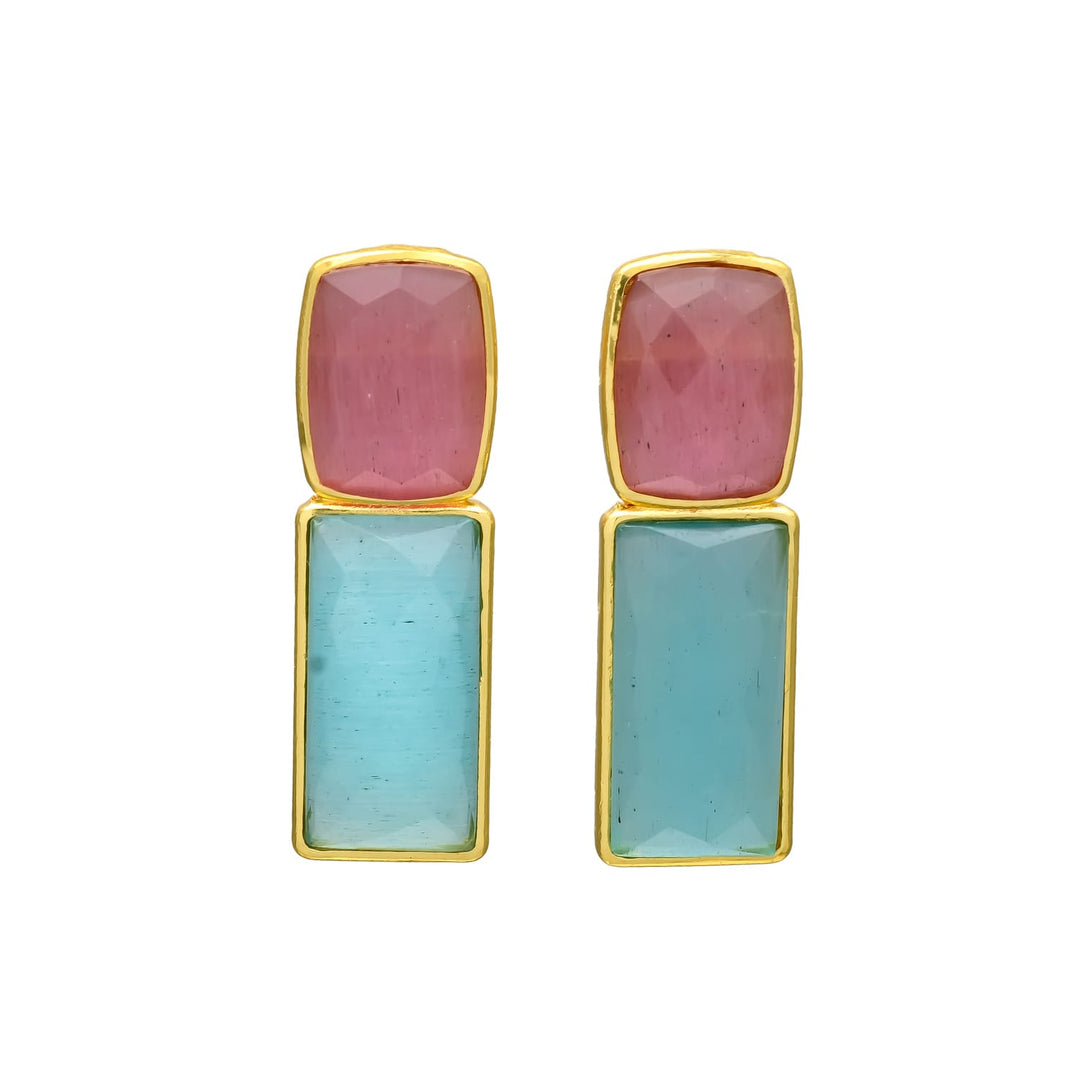 Pendientes con piedras Vergara Rosa y Aguamarina