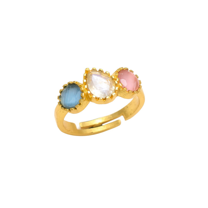 Anillo con piedras Miranda Azul, Rosa y Luna