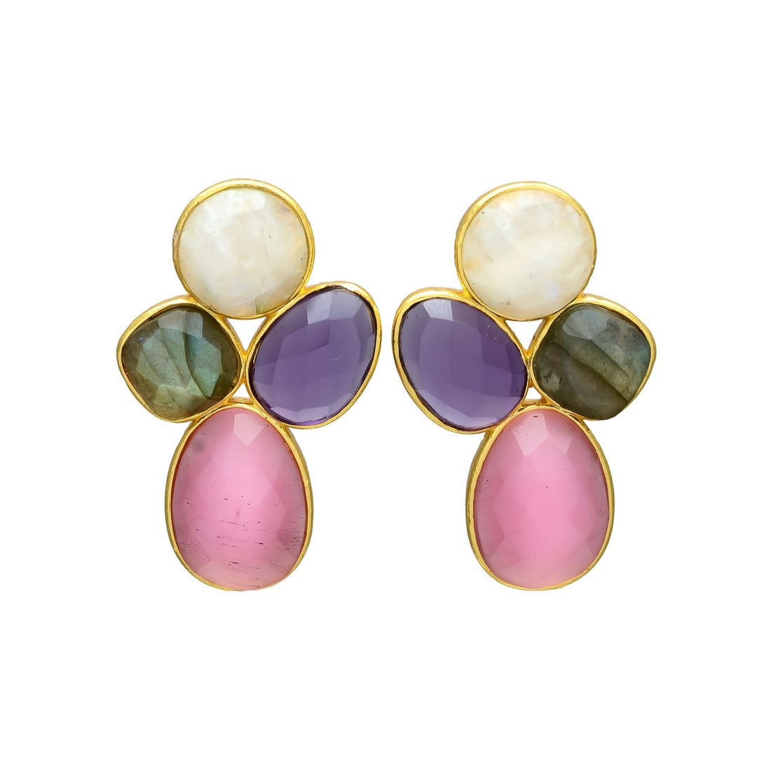Pendientes con piedras Sorrento Luna, Amatista, Labradorita y Rosa