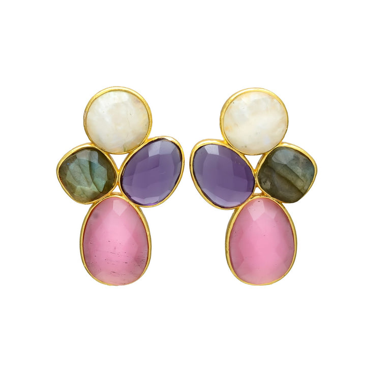 Pendientes con piedras Sorrento Luna, Amatista, Labradorita y Rosa