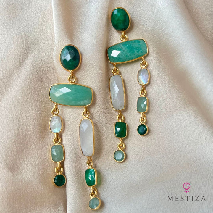 Earrings with Cannes Green, Amazonite and Moon stones