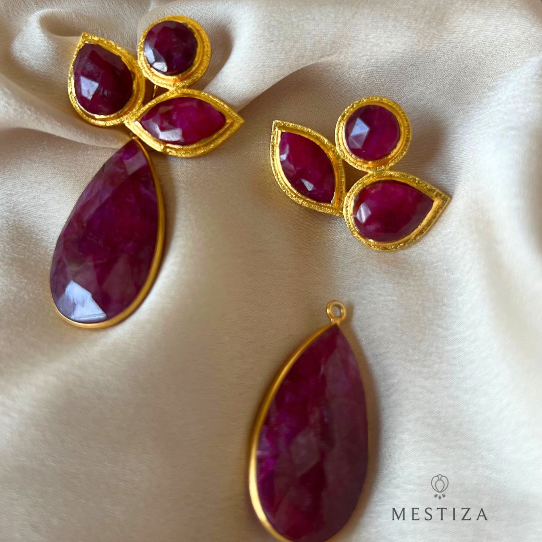 Boucles d'oreilles en pierre d'orchidée rose