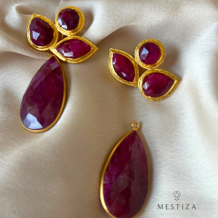 Boucles d'oreilles en pierre d'orchidée rose