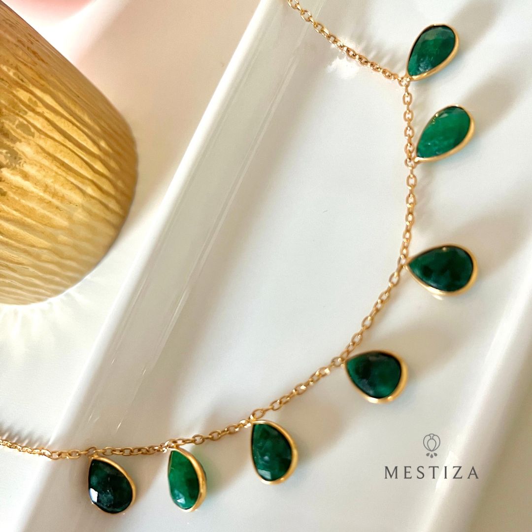 Collier avec pierres 5 Gouttes Multicolores