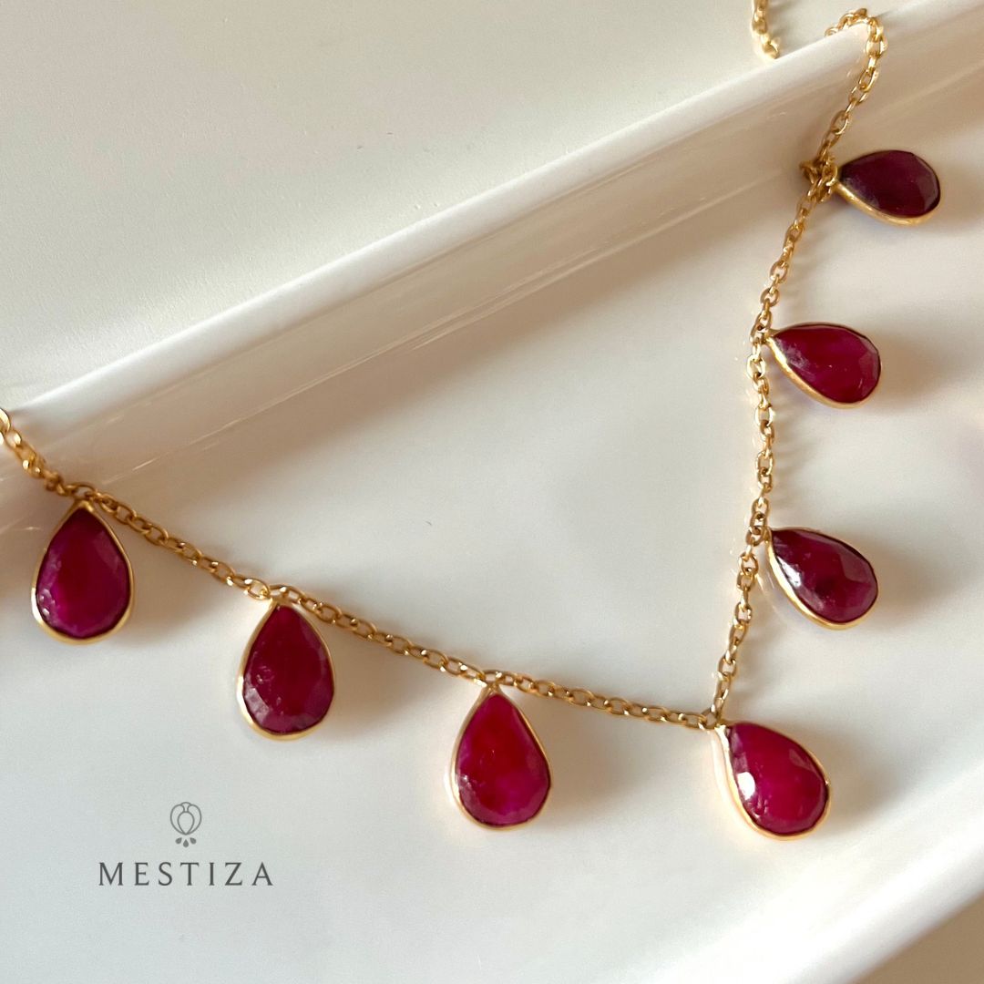 Necklace with stones 5 Multicolored Drops