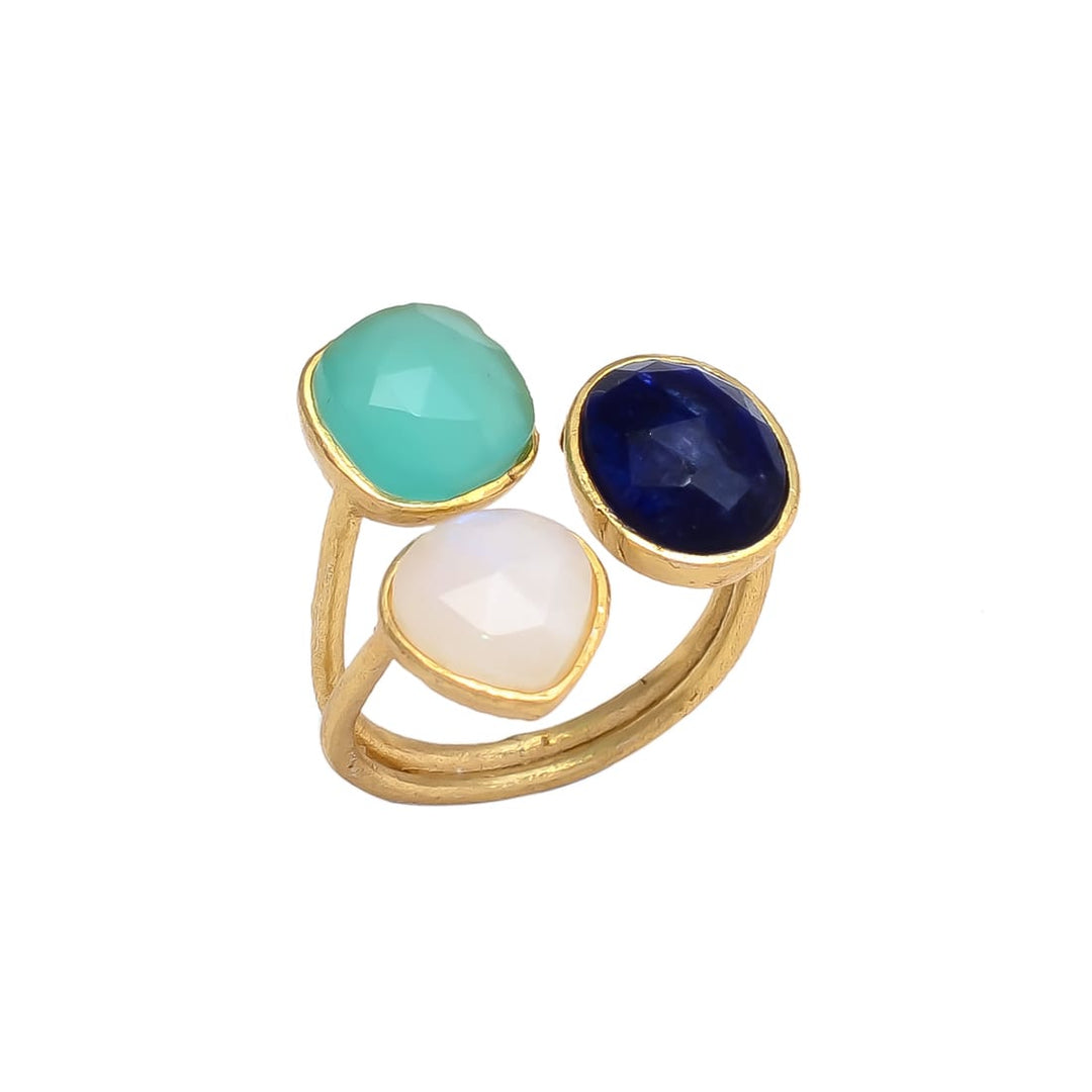 Ring with Alma Azul, Aquamarine and Luna stones