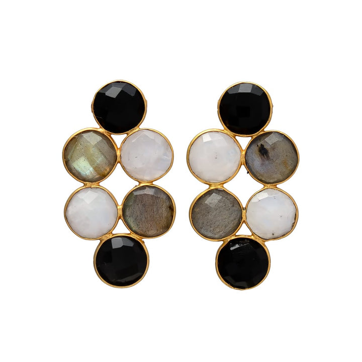 Boucles d'oreilles avec pierres Black Circus, Labradorite et Lune