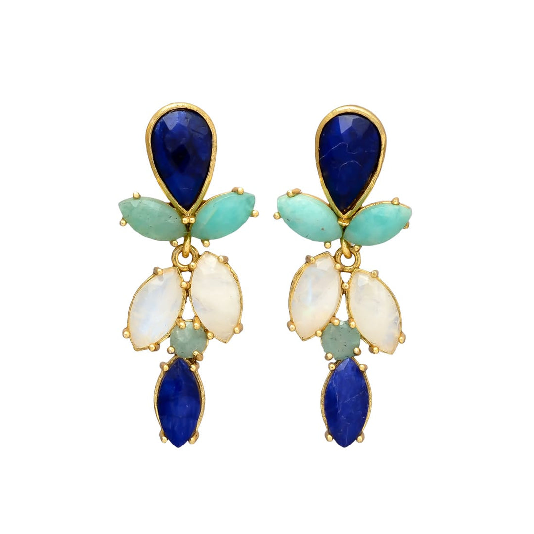 Boucles d'oreilles bleu lavande, amazonite et pierre de lune