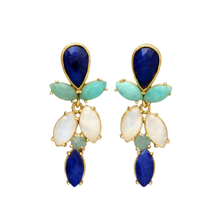 Boucles d'oreilles bleu lavande, amazonite et pierre de lune