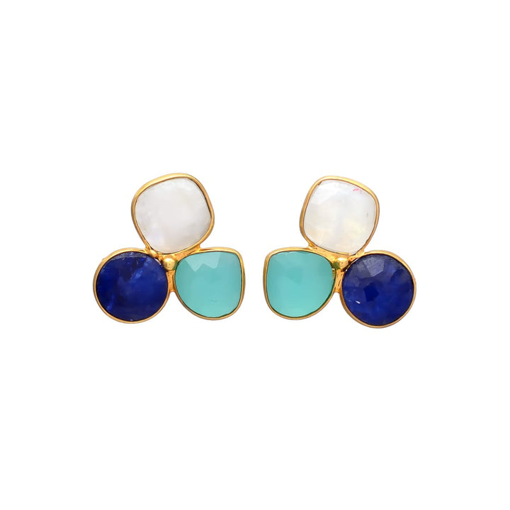Boucles d'oreilles avec pierres bleues de Zarautz, aigue-marine et de lune