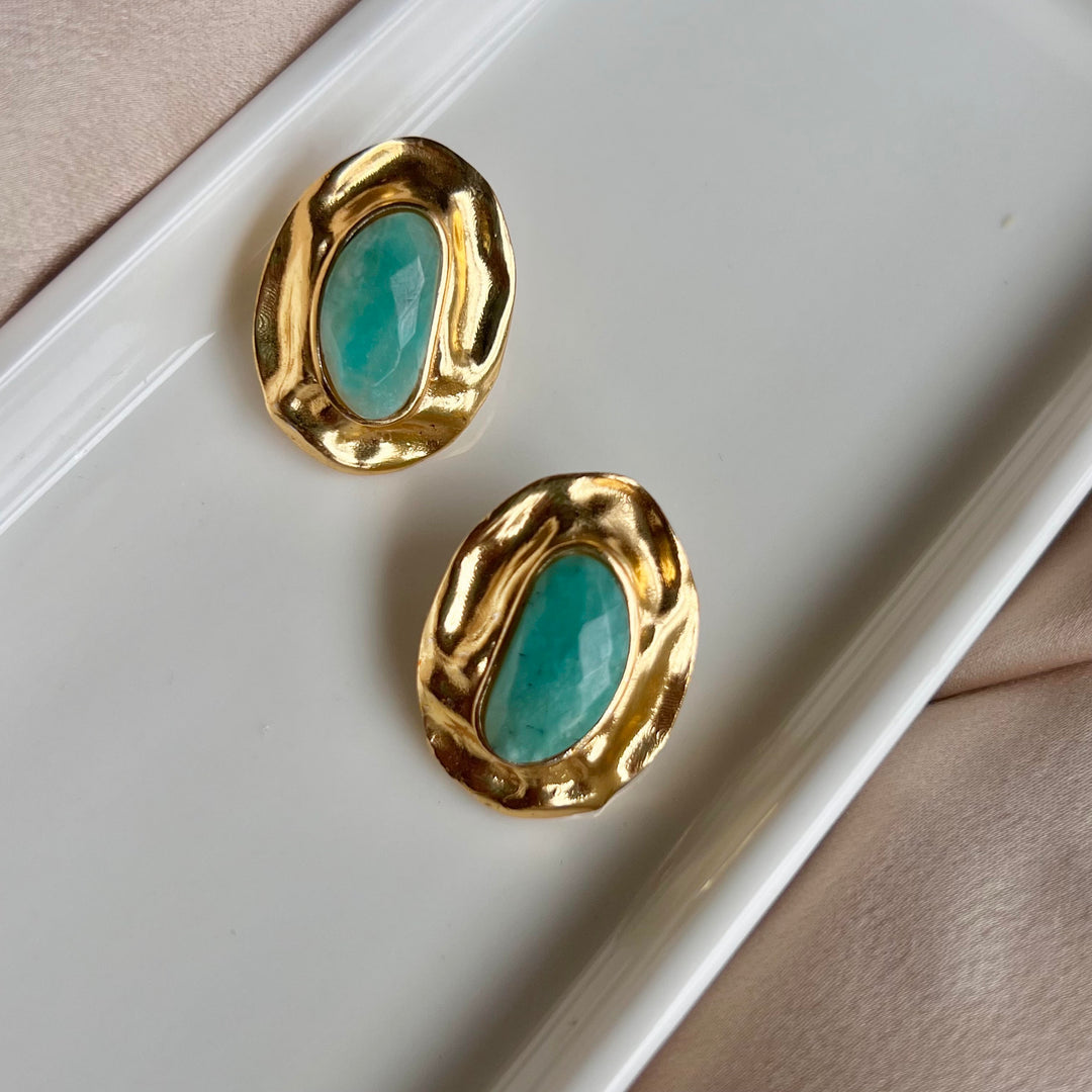 Boucles d'oreilles en amazonite et olive