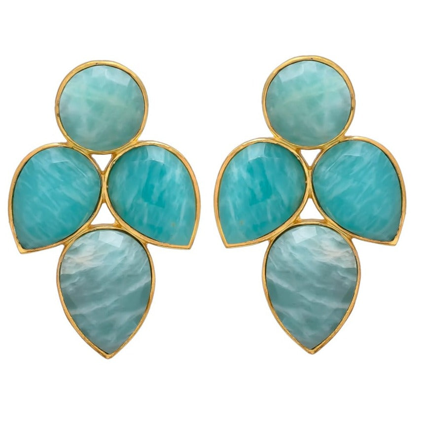 Boucles d'oreilles en pierre d'hortensia aigue-marine