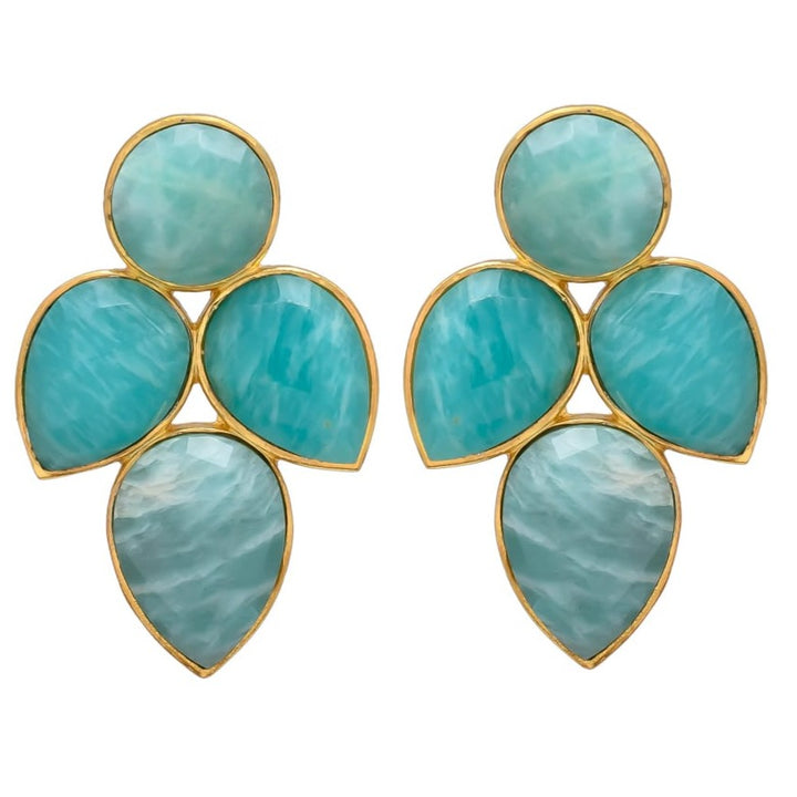 Boucles d'oreilles en pierre d'hortensia aigue-marine