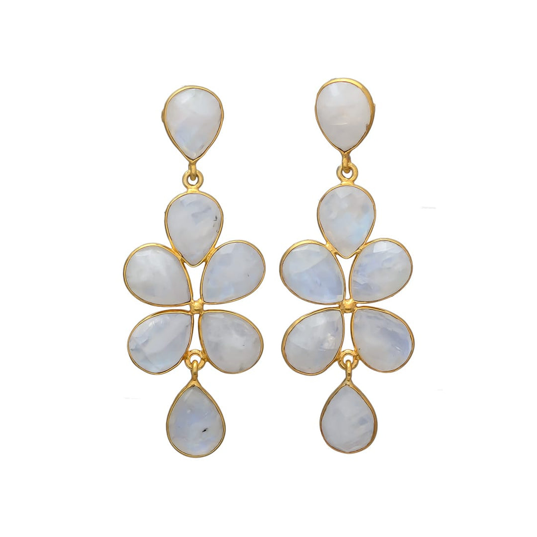 Boucles d'oreilles avec Amazonite de Madrid et Pierre de Lune
