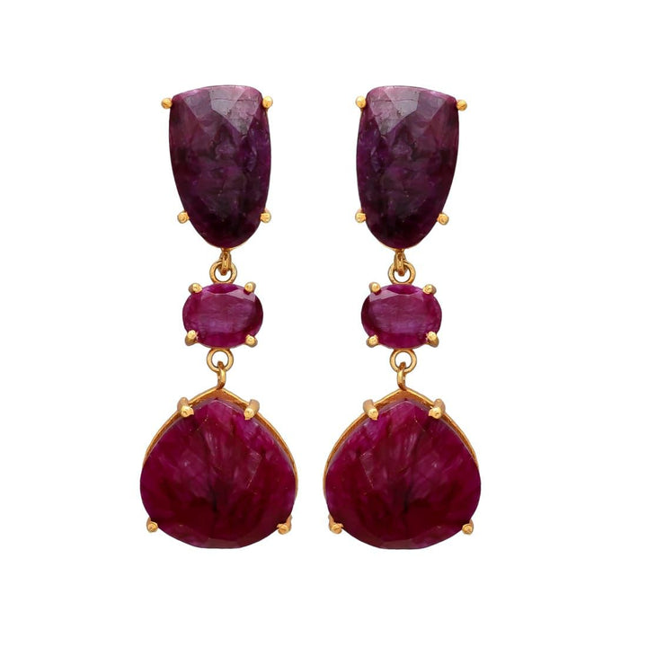 Earrings with Marel Aquamarine, Pink and Lilac stones