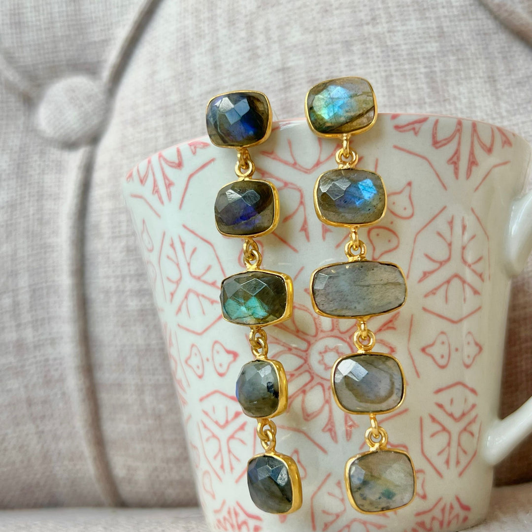 Earrings with Green Tui stones