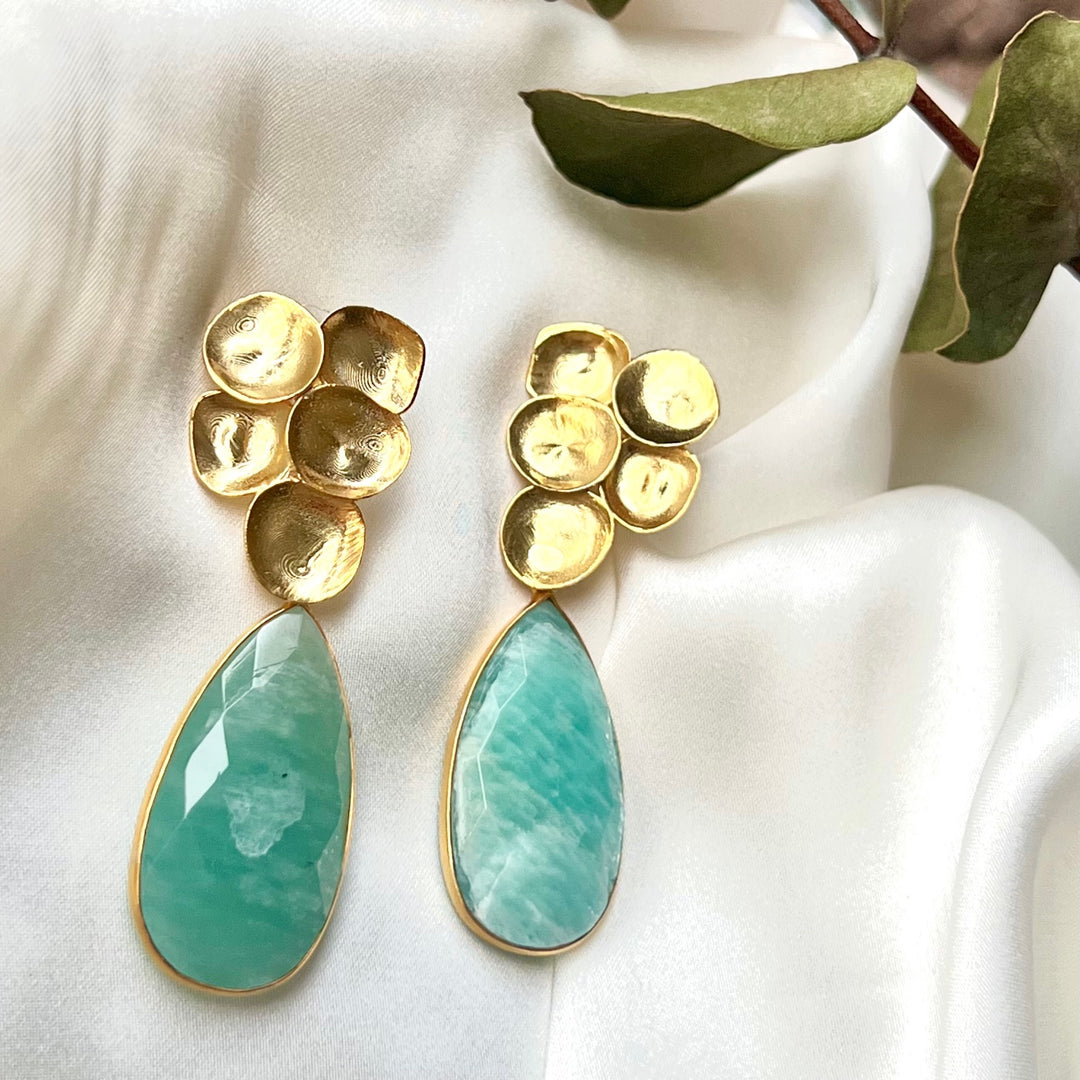 Boucles d'oreilles avec pierres Volcano Aquamarine