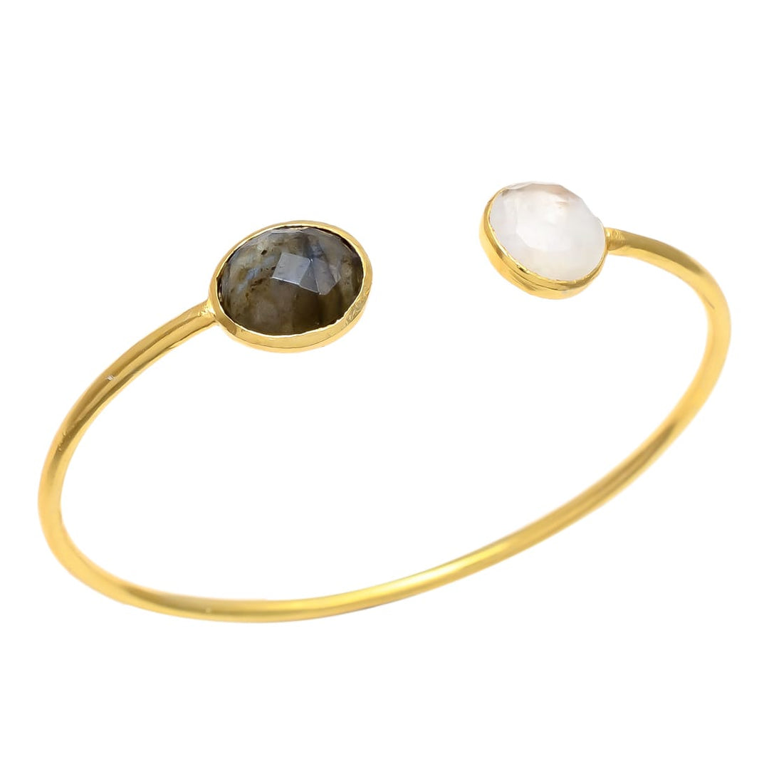 Pulsera piedras naturales Yangón Labradorita y Piedra Luna - Mestiza Joyas