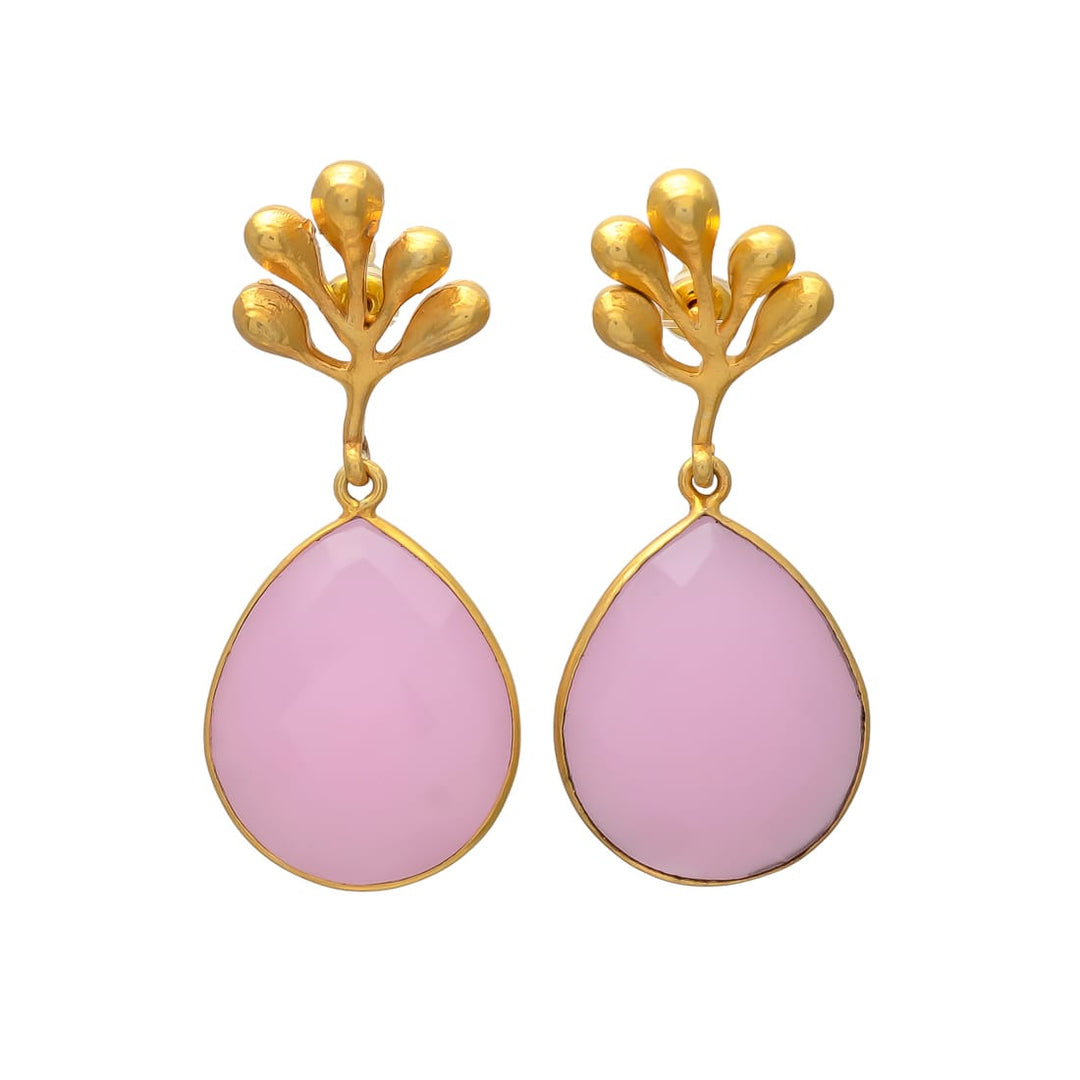 Pendientes con piedras Atenas Rosa - Mestiza Joyas