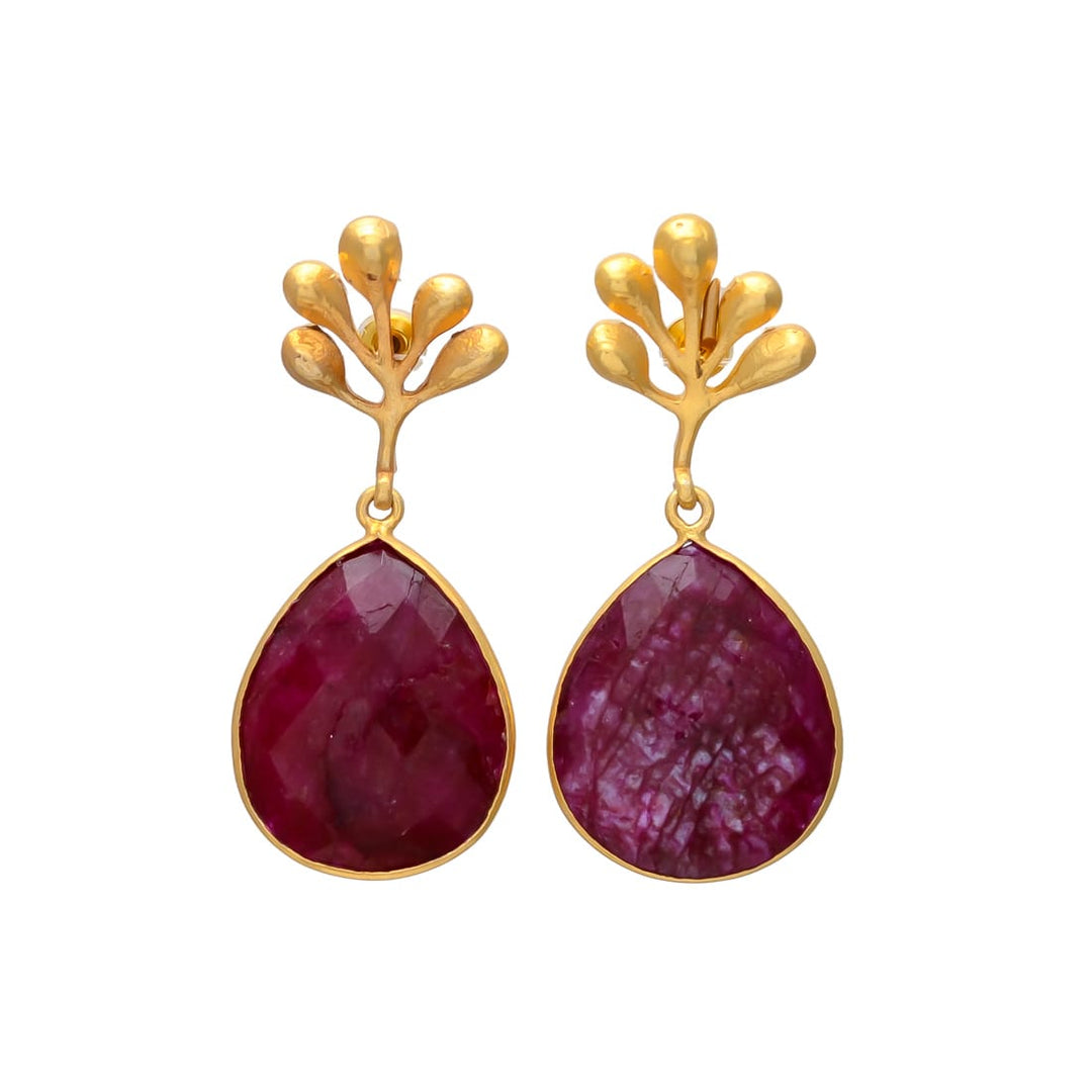 Pendientes con piedras Atenas Granate - Mestiza Joyas