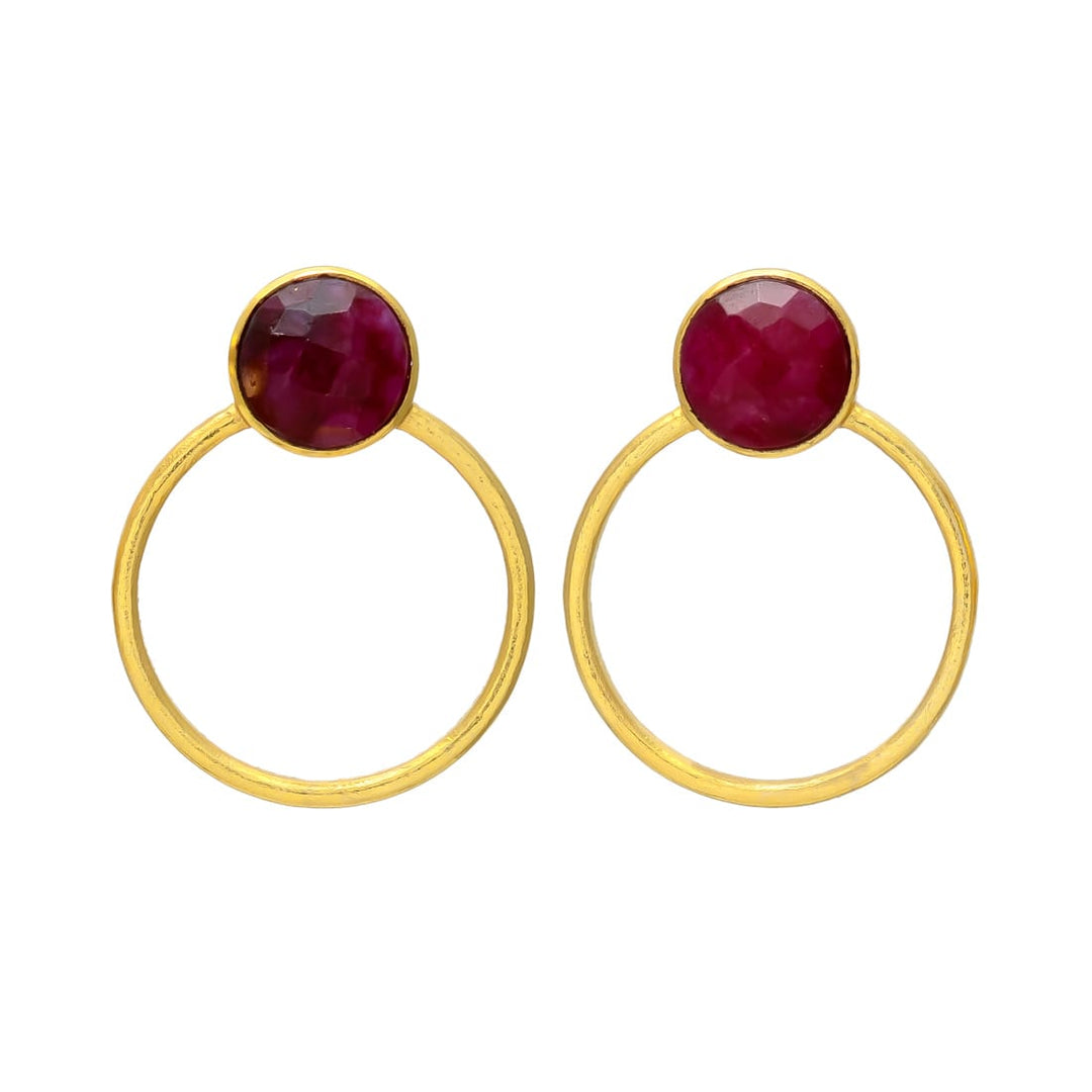 Pendientes con piedras Bali Grande Granate - Mestiza Joyas