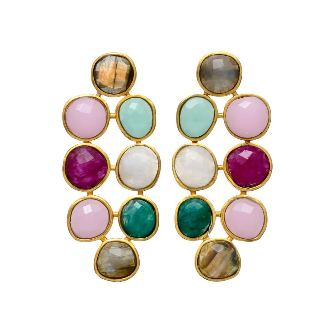 Pendientes con piedras Florencia Multicolor - Mestiza Joyas