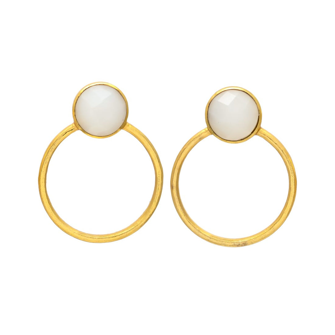 Pendientes con piedras Bali Grande Blanco - Mestiza Joyas