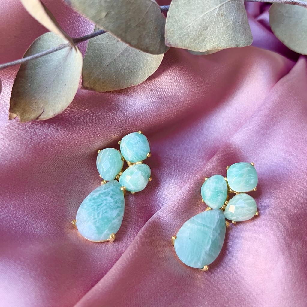 Boucles d'oreilles Inle Rubis et Amazonite