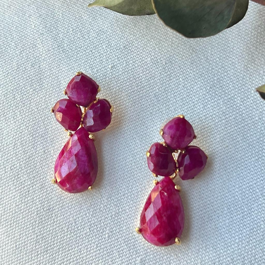 Boucles d'oreilles Inle Rubis et Amazonite