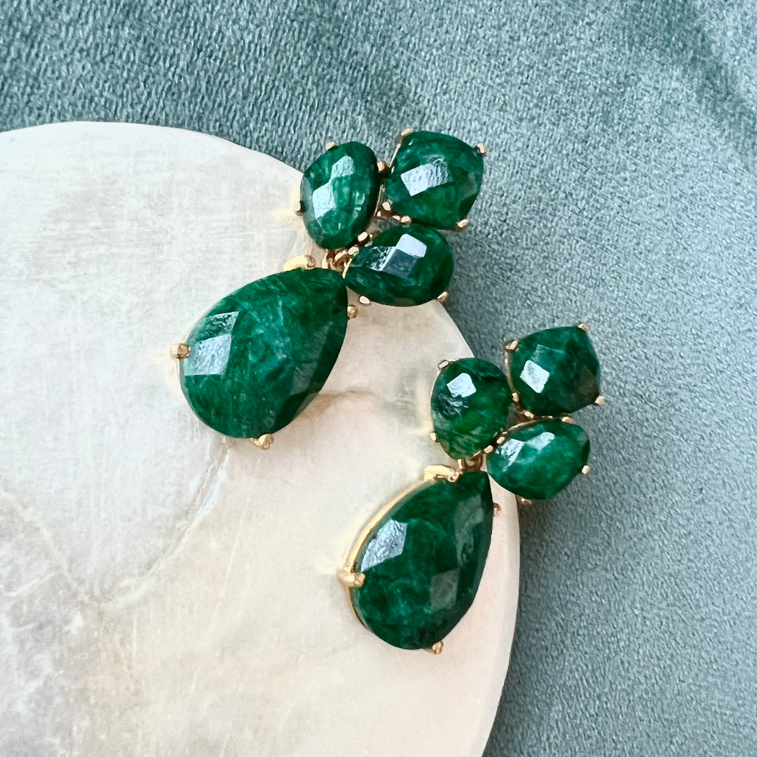 Boucles d'oreilles Inle Rubis et Amazonite