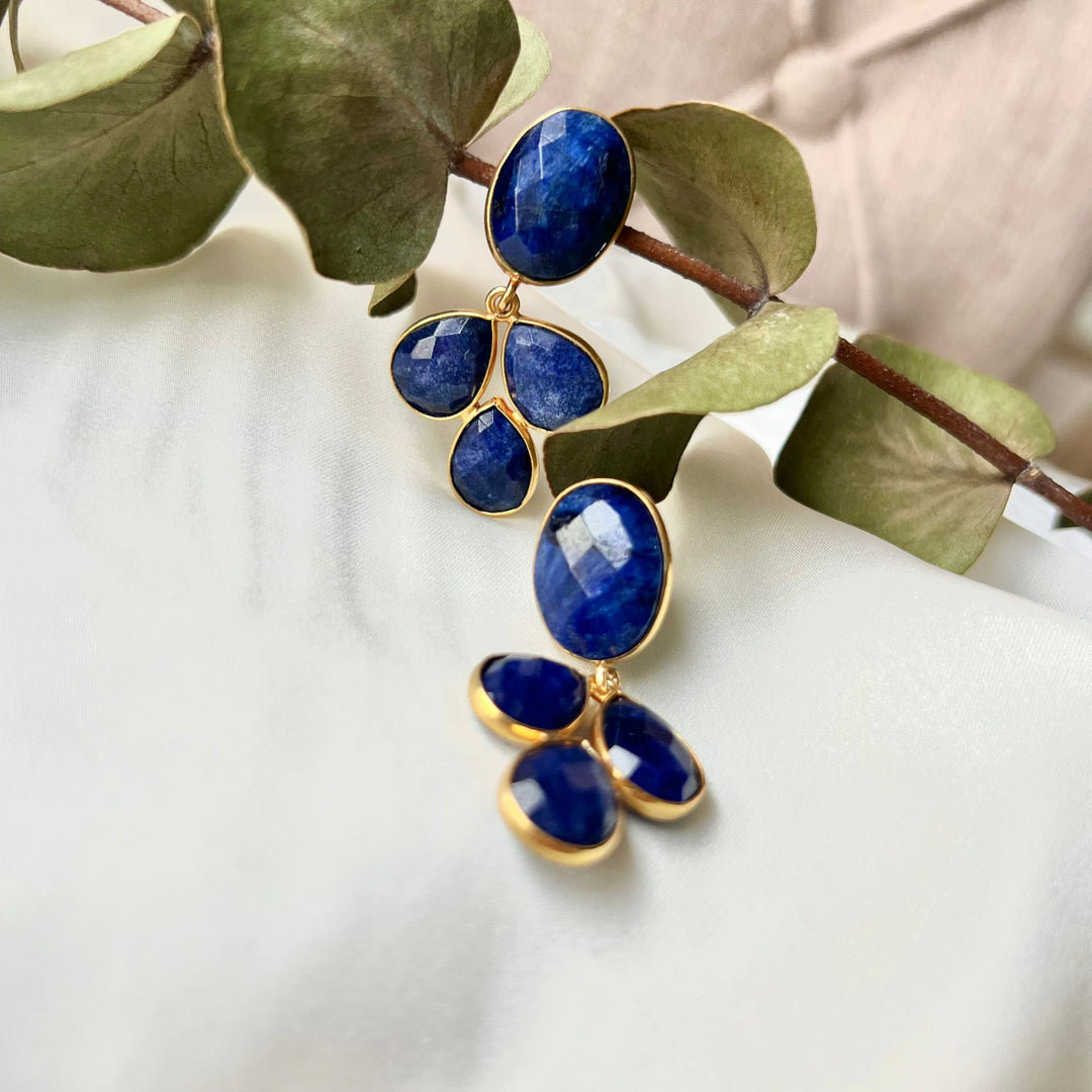 Boucles d'oreilles en pierre Dubai Blue et Aquamarine