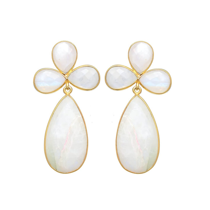 Boucles d'oreilles avec Rubis Trèfle et Pierres de Lune