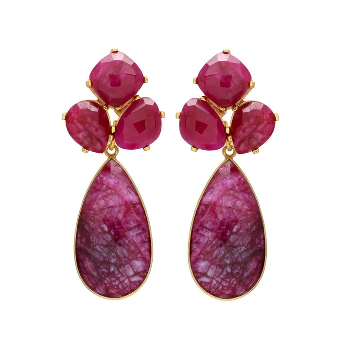 Boucles d'oreilles Inle Rubis et Amazonite
